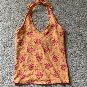 Peach floral halter top